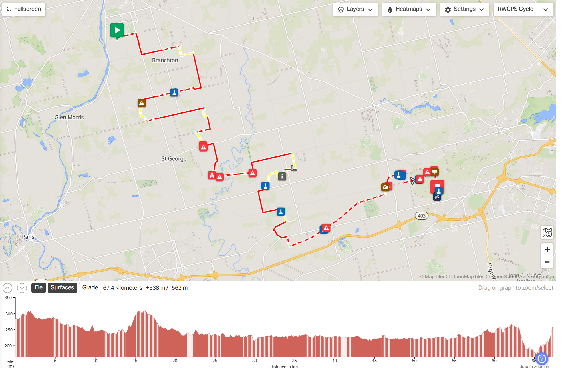a map of the course and elevation profile. nothing too exciting.